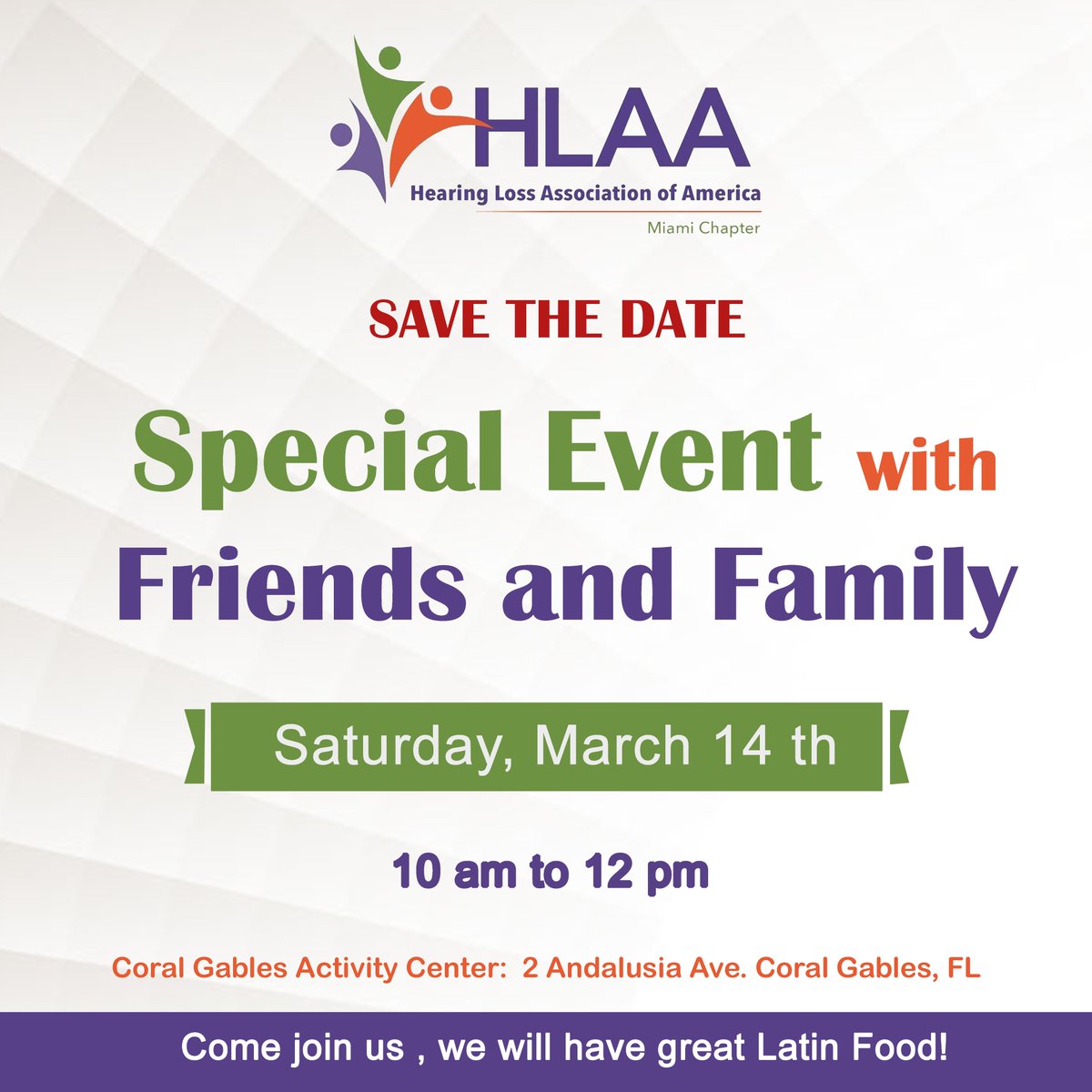 HLAAMiami's tweet photo. Bring your family and loved ones and share your stories with our 2 special guests from the HLAA Chapter in New York, Toni Iacolucci and, Holly Cohen, helping us in techniques to share with our loved ones so we can communicate better with them.#hearingloss #hlaa #cochlearimplants https://t.co/tbizIeNCON