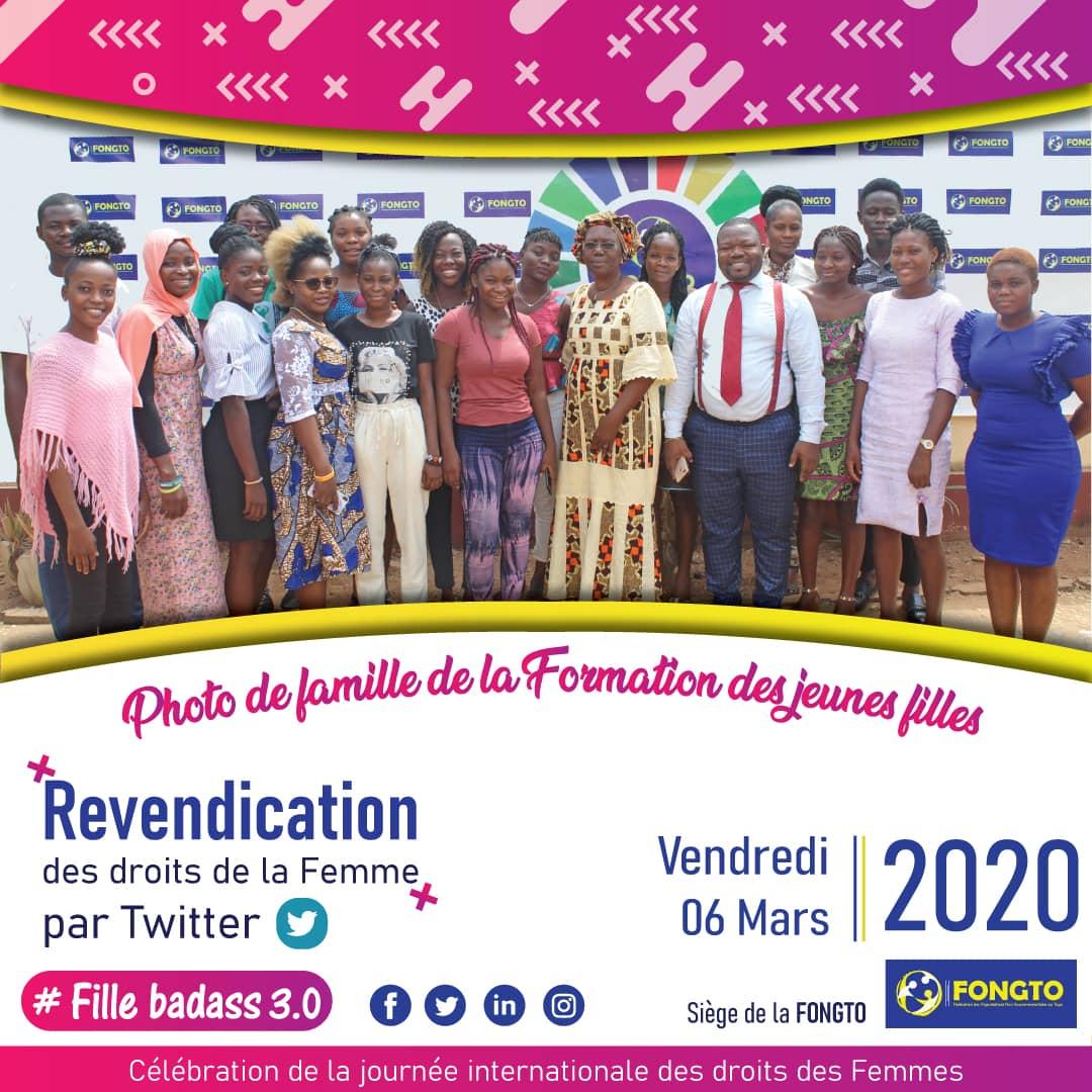 FongtoOfficiel's tweet photo. 8 mars #GénérationEgalité la #FONGTO a formé les jeunes filles sur twitter afin de revendiquer leurs droits ce vendredi 6 mars 2020 à Lomé. Rejoignez nous sur #Fillebadass 3.0 https://t.co/c95CjSt6FD