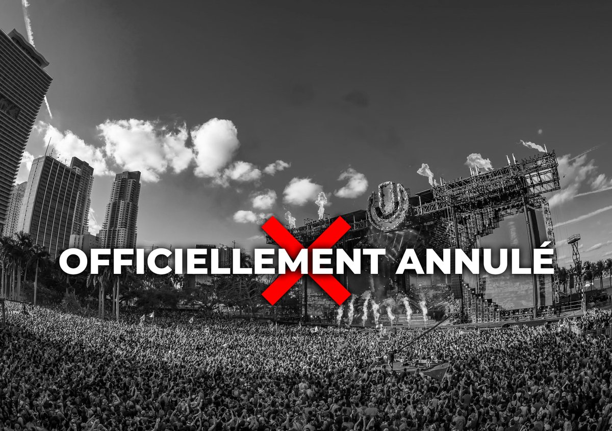 frenchcrowd_fr's tweet photo. La décision officielle vient de tomber : L'édition 2020 de Ultra Music Festival est annulée à cause du coronavirus. Retour en 2021... 🇺🇸 ❌ #UltraMiami https://t.co/83juLwwNn9