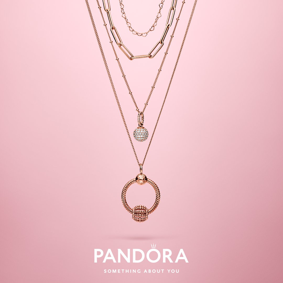 Pandora Moments 14k Rose Gold Plated Crystal Layered Flower Necklace In  Nocolor | ModeSens