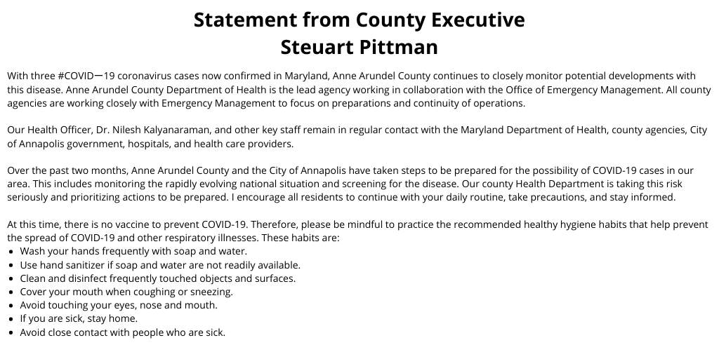 County Executive Steuart Pittman tweet media