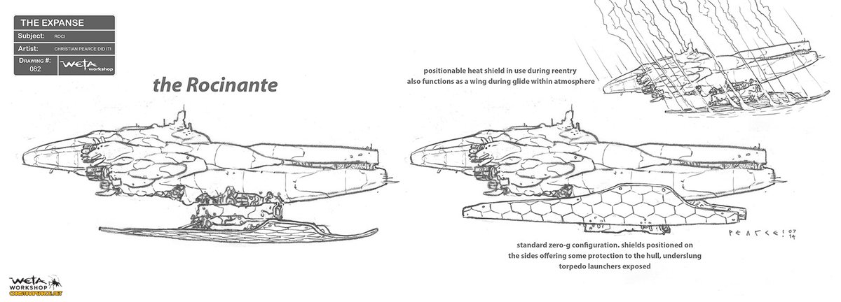 The Expanse: The Rocinante, early concept design by Christian Pearce for WETA.Never seen it before!