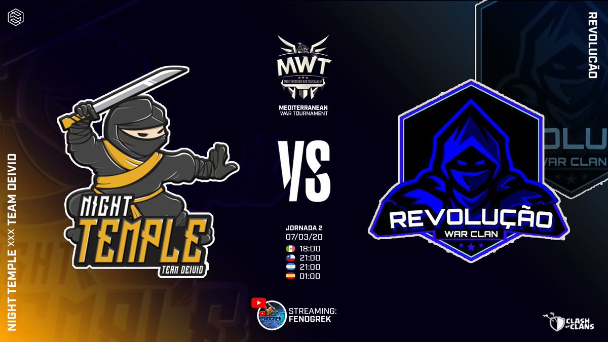 🔥 JORNADA 2 - MWT 🔥

En el día de mañana jugaremos nuestra segunda guerra en nuestra participación en la MWT - Modalidad Ruby (3/4/6/7), contra el clan brasileño Revoluçaô, guerra que podrás seguir en directo desde el canal de <a href="/_FENOGREK/">FENOGREK</a>

Desearle mucha suerte al rival 💪🏽🔥