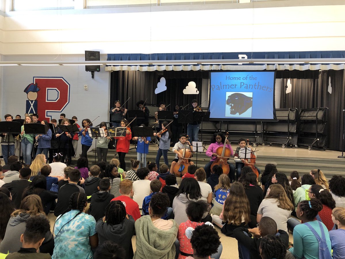labagley4's tweet photo. Palmer Middle School orchestra performs for Pitner 5th graders! #Pitnerpride https://t.co/FGkUr53L1b