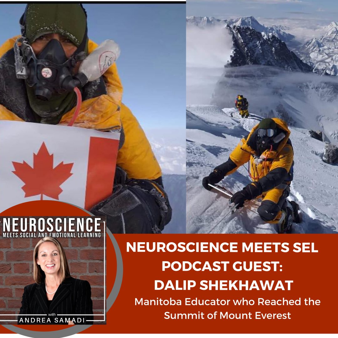 Excited to interview the Manitoba (Canada) Educator, Dalip Shekhawat, (EPISODE #44) who hiked to the summit of Mount Everest! Stay tuned...can't wait to hear what he learned from this experience. Thank you @sheryllwatt for the referral to this incredible story. #mentalstrength