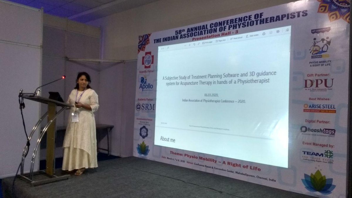 CurneuI's tweet photo. Dr Deepa Purushothaman, Chief - Aura Acupuncture and Physiotherapy Clinic is one of our first set of users to use AcuPlan -  Treatment Planning Software. 

Today Dr Deepa presented her 3 clinical cases using our software device at  Indian Annual Physiotherapy ConferenceIAPCON2020 https://t.co/Dku5D5xxxa