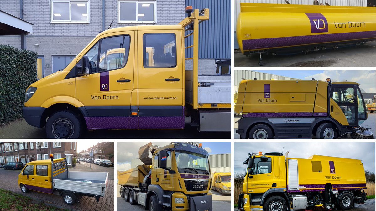 Heeft u ze al gezien? Ons materieel met onze nieuwe naam en huisstijl! De komende tijd krijgt al ons materieel een nieuw jasje. Met dank aan HKV Ochten 
#VanDoorn #buitenruimte