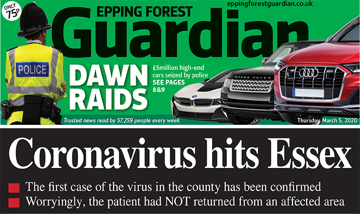 Coronavirus hits Essex
See this weeks Guardian, on sale now!
