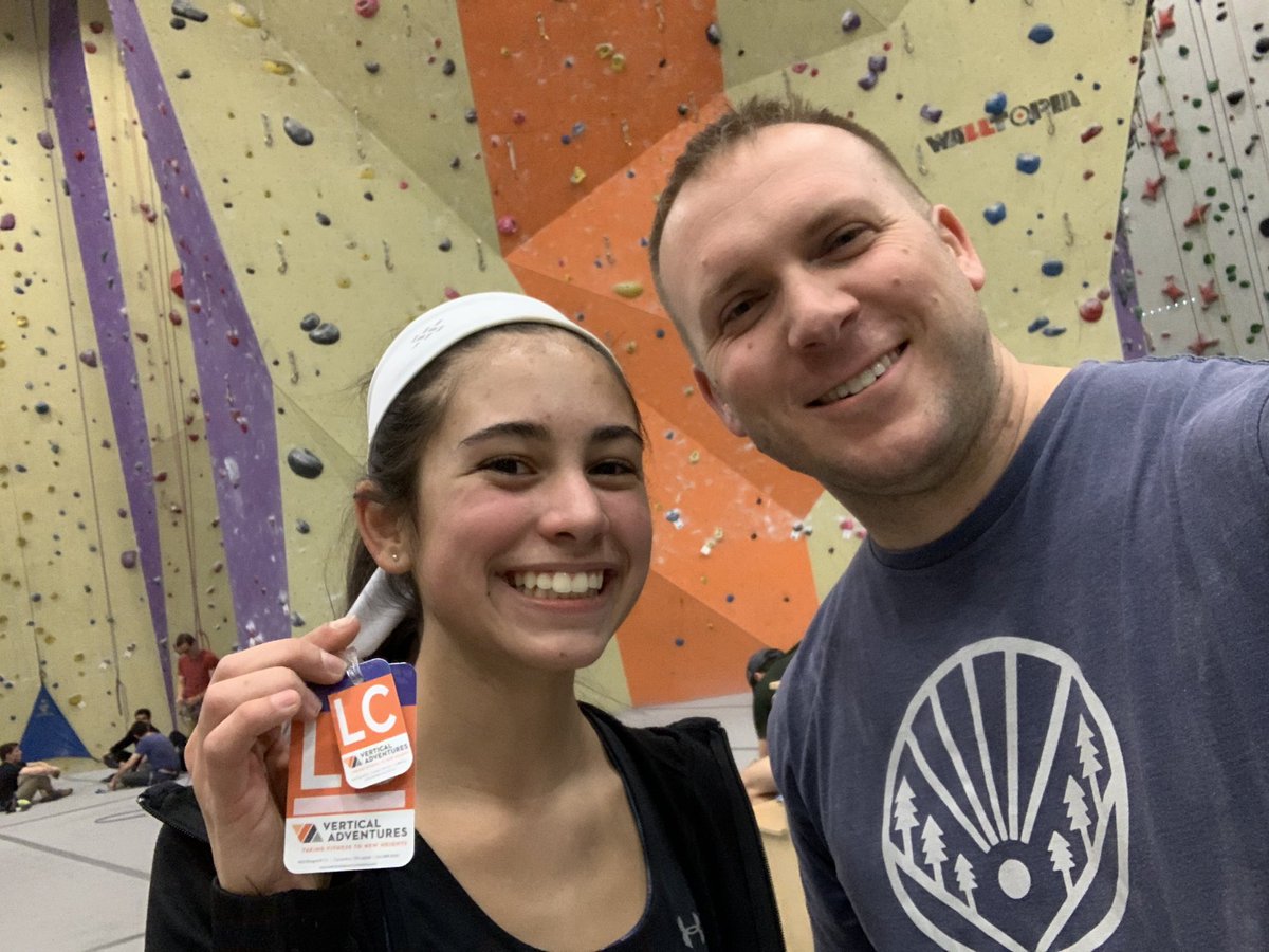 DublinClimbing's tweet photo. Hey @DublinSchools

What an accomplishment to ace her lead climber test last night @VAOhio 

This girl is a Rock Star! She also brought this crew!  Girls rock out!

#Climbing 
#LeadClimbing
#RockOnDude https://t.co/nwkfC07YNW