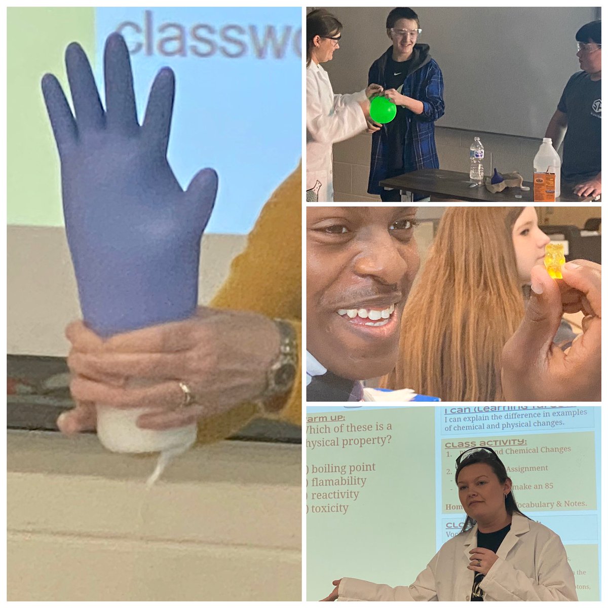 Pepperell 8th grade Dragons exploring Chemical and Physical changes with Mrs Davis and Mrs LeRoy. #smarterdragons