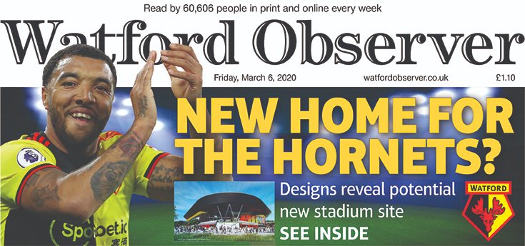 New stadium for the Hornets?
See this weeks Watford Observer, out now.