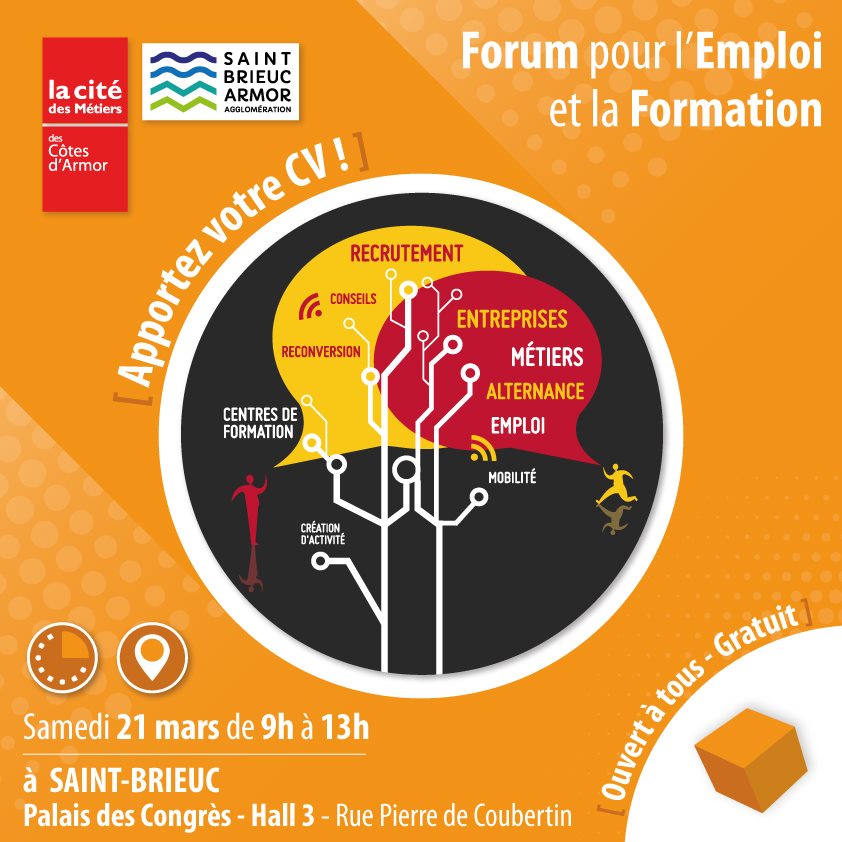 [Forum pour l'Emploi et la Formation le 21 mars au Palais]
Des rencontres avec plus de 130 employeurs, des centres de formation et des conseillers dans le Hall 3.
Apportez vos CV !
Plus d'infos :
bit.ly/2x85O4H