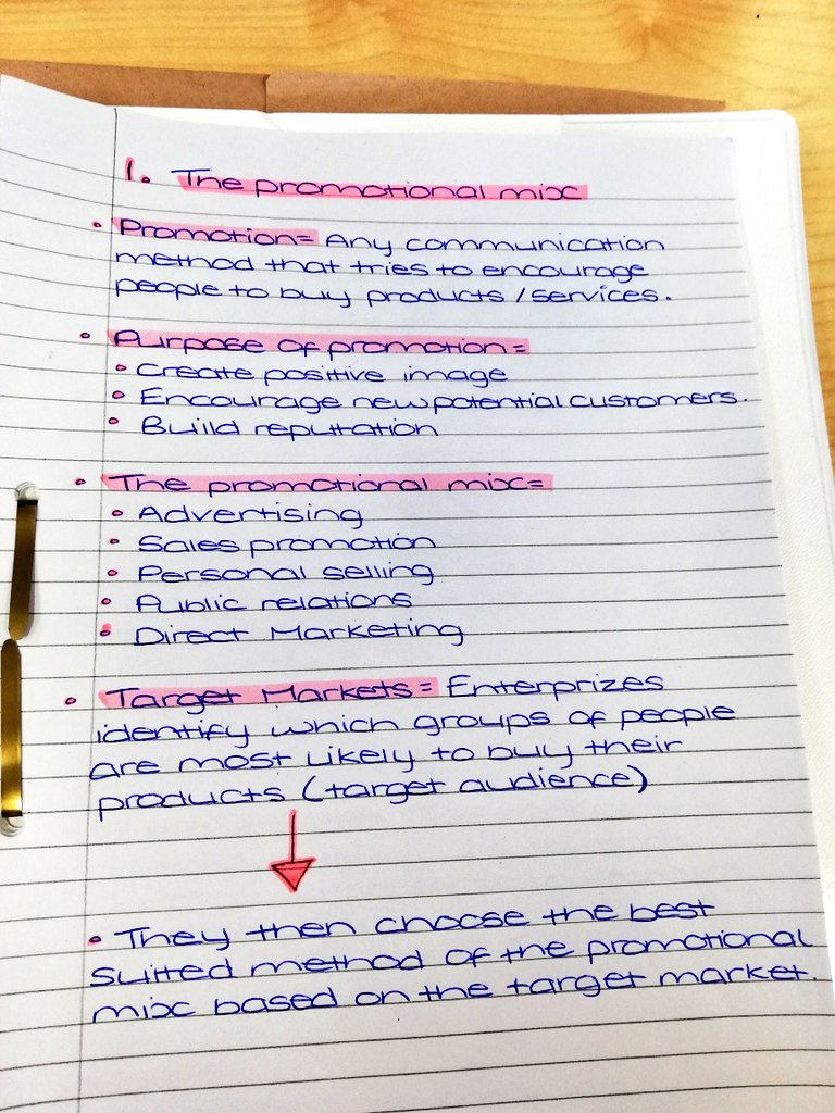 OVA_Business's tweet photo. Excellent additional revision being completed by Year 10 Business students! Great reading if you'd like to know more about #PromotionalMix #Advertising #SalesPromotion #PublicRelations @VictoryAcad https://t.co/mHXBOgBL0q