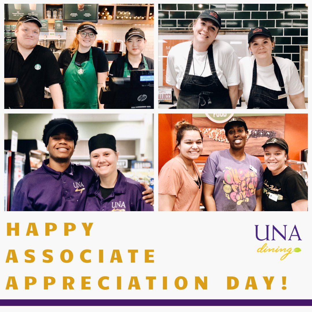 UNA_Dining's tweet photo. Thank you so much for working hard to serve our campus everyday. We appreciate every single one of you! โค๏ธ
------
#AssociateAppreciationDay #UNADining https://t.co/vrNBjEUuTc