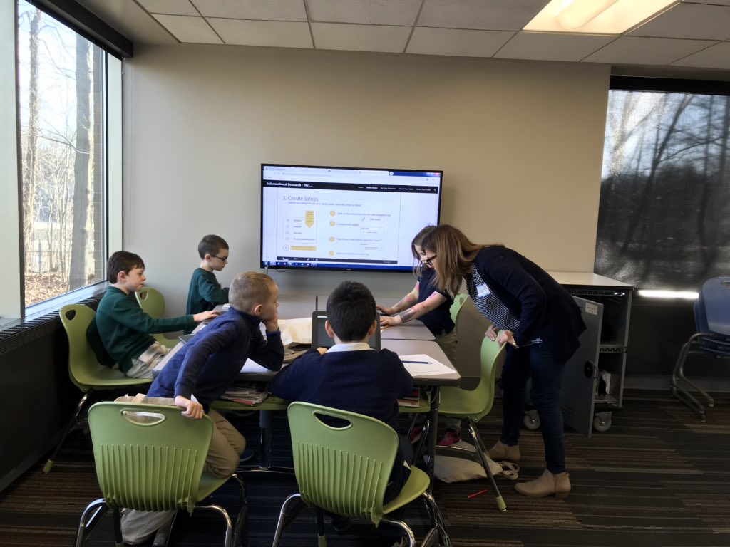 SOI3rd's tweet photo. @sdemichele visited SOI 3rd graders to help launch use of  #Google Keep for note taking. These kiddos are super engaged and are begging to continue their research! Thank you!! @WES_Innovation @WES_CurricDir @WES_PrincipalBP #soistem https://t.co/zm20EydLny