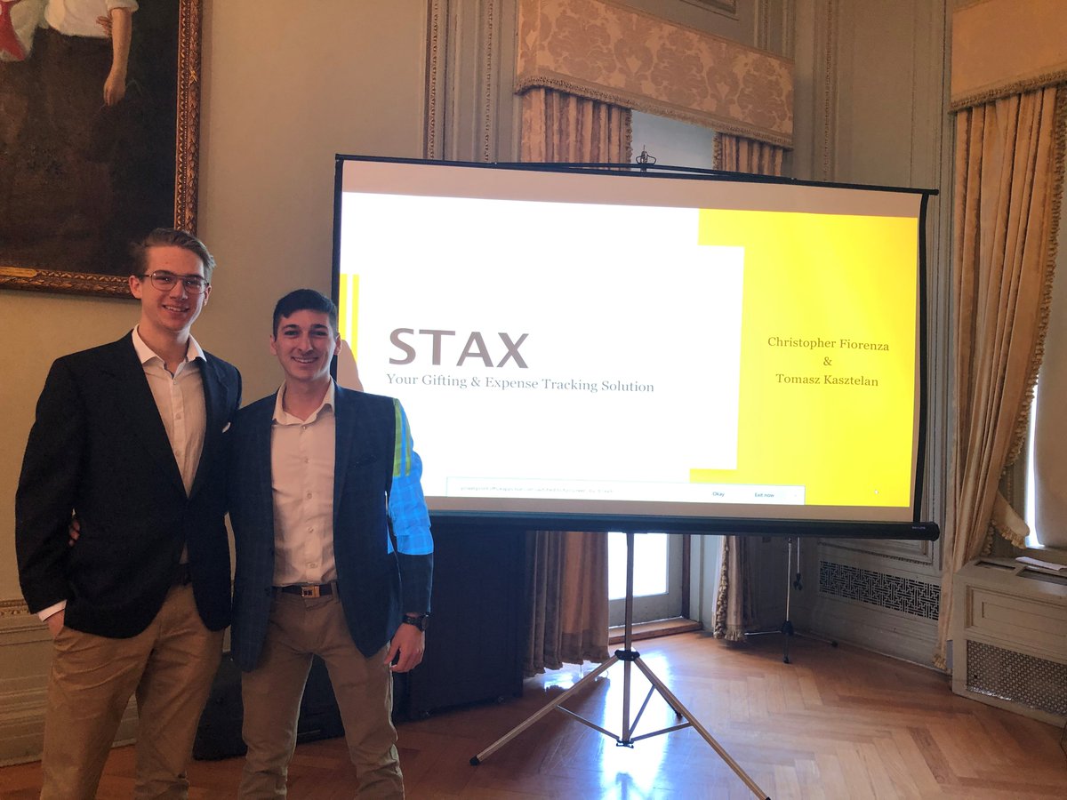 FDUEntrepreneur's tweet photo. Congratulations to FDUPitch Winners Christopher Fiorenza and Tamasz Kasztelan for their business idea STAX. They will be competing in the UPitchNJ competition on April 17th @ Nokia Bell Labs! https://t.co/Wj9QHwoBEN