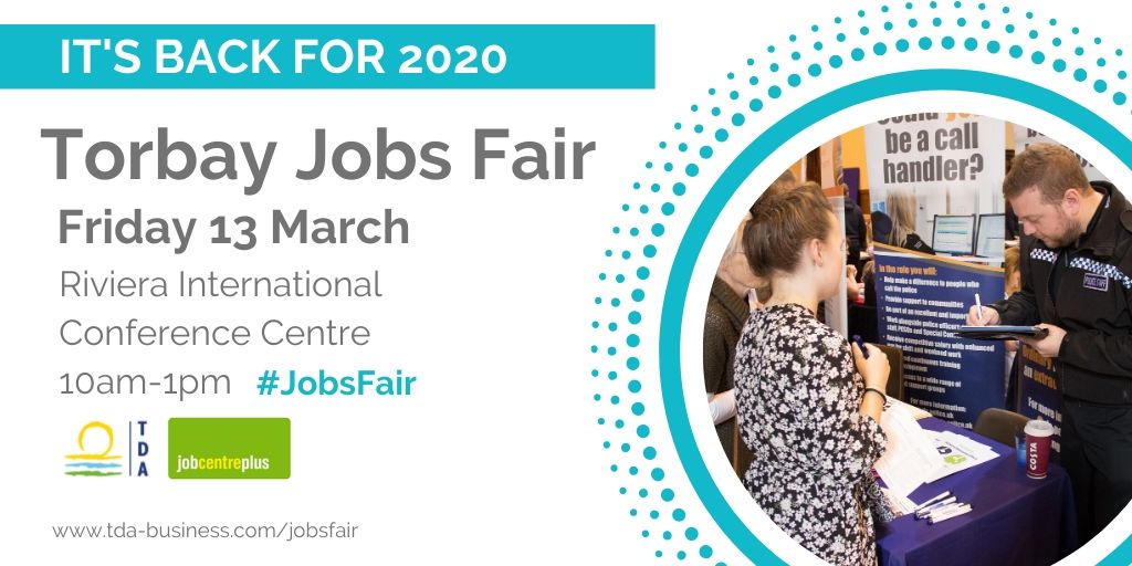 southdevonjobs's tweet photo. Just 1 week to go until The Torbay #JobsFair @RivieraCentre
With over 60+ exhibitors attending, all with live vacancies to fill! Come along, it's #FREE to attend. For anyone looking for a job, make sure you put the date in your diary - Friday 13th March 📅 https://t.co/DDrl0AKQhW