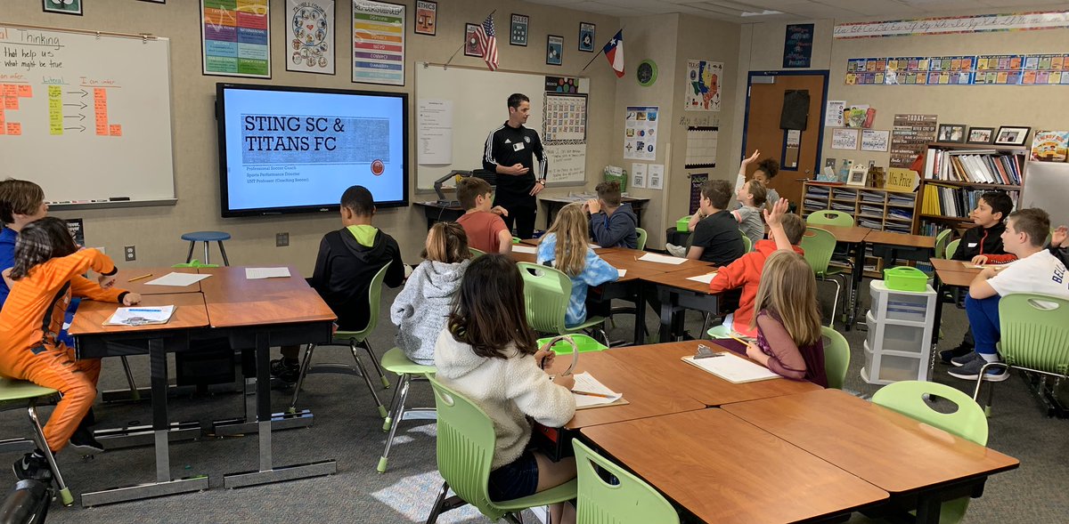 ToniPrice2's tweet photo. Career Day! I have the honor of having a soccer coach/ performance director in my class. #mccluremarshals https://t.co/FIcpINiZgF
