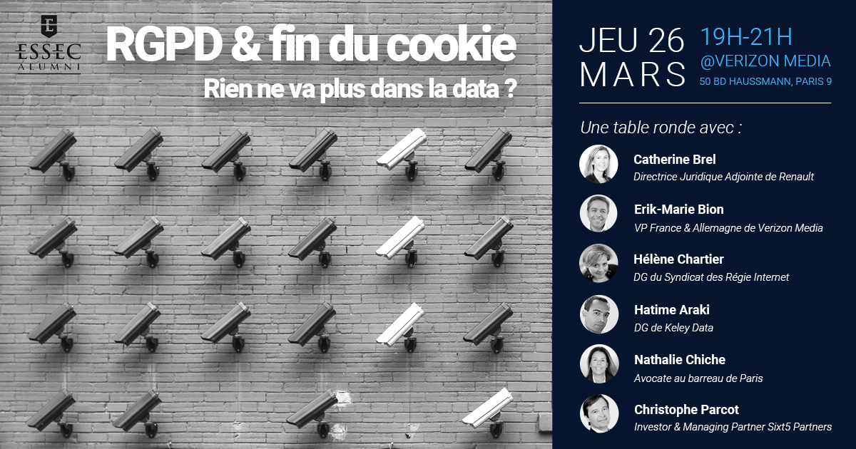#RGPD &amp; fin du #cookie : rien ne va plus dans la data ?
Venez assister à notre table ronde le 26/3 !
Avec : #CatherineBrel <a href="/erikmariebion/">Erik-Marie Bion</a> <a href="/lnchartier/">Helene Chartier</a> <a href="/matehi/">ARAKI Hatime</a> <a href="/natchiche/">Nathalie Chiche</a> #ChristopheParcot
Inscriptions > bit.ly/38zkJ5f