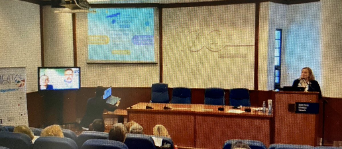 CliveYoung's tweet photo. @NatasaPerovic and I live-streaming to #OEWeekTimisoara earlier today. Talking about the advantages and issues of releasing @ABC_LD under @creativecommons @ABCtoVLE Thanks @diando70 and team for invite. https://t.co/Z9qk2oSZ7k