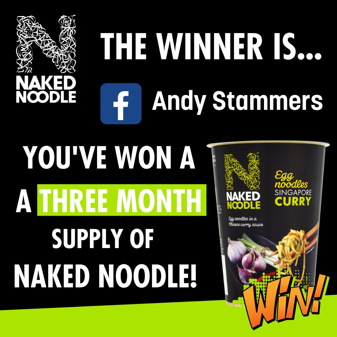 TheWorkPerk's tweet photo. Our Naked Noodle #competition winner is Andy Stammers! 😁 You've won a THREE MONTH supply of @NakedNoodleUK, congratulations 🎉 Please pop us a private message to claim your prize! #WorkPerkWinner #TheWorkPerk https://t.co/lYlk0jmxqX