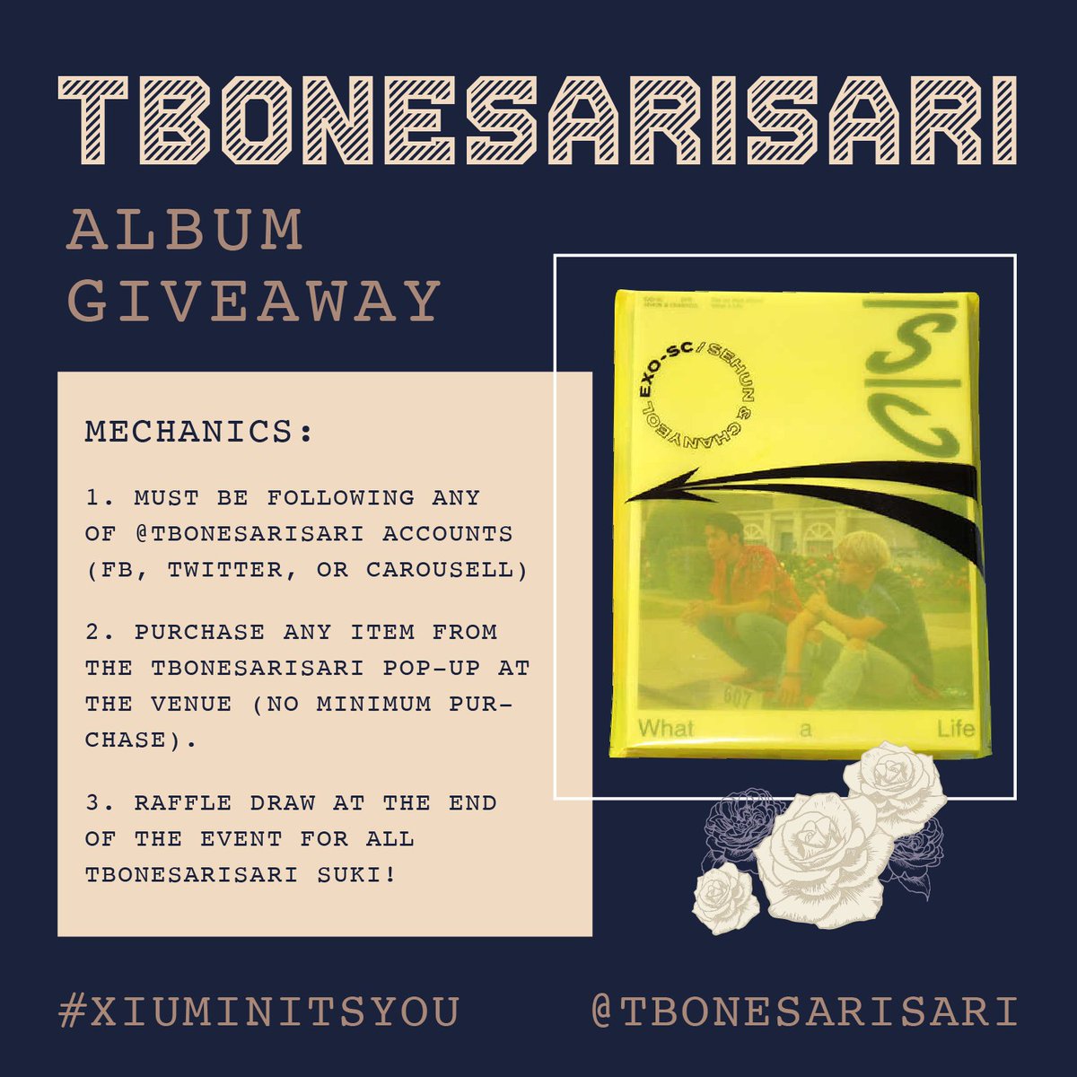 TboneSariSari's tweet photo. Happy birthday XIU you! Win an Exo album at our next pop-up!

📅 March 15, 2020
⏰ 3 - 7pm
📍 Black Scoop, Metrowalk
💖 Cupsleeve, bracelet, PCs, banner, etc.

More details: https://t.co/ig7t1empQk

#XiuminItsYou #SomeoneLikeXiu #giveaway #exo 
@weareoneEXO @exocupsleevePH https://t.co/sAPFvcOKeO