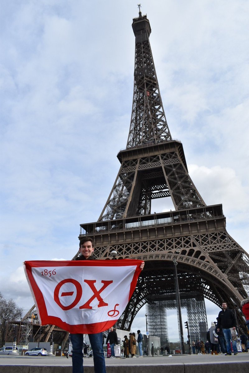 Happy #ThetaChi #FlagFriday from Griffin Barton (2022) and the brothers of Iota Gamma/Grand Valley State! #GVSU #EiffelTower Do you have a cool photo with the flag? If so, send it to news@thetachi.org and YOU could be featured as our next #FlagFriday!