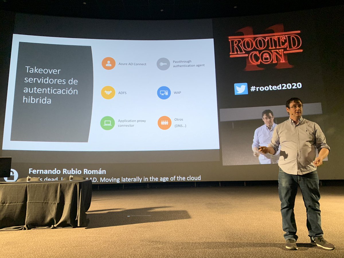 rootedcon's tweet photo. “Si comprometen cualquiera de estas piezas, es como comprometer un Controlador de Dominio...” nos dice Fernando Rubio #Rooted2020 https://t.co/i94FywhBYB