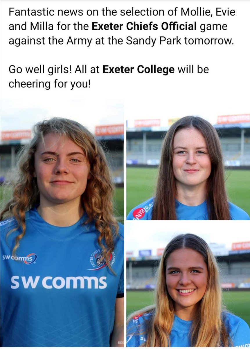 Exeter College Women’s Academy (@wrugbyexecoll) on Twitter photo Big news for the academy and our girls. Huge congratulations. <a href="/execollsport/">Exeter College Sport</a> <a href="/ExeterCollege/">Exeter College</a> <a href="/ExeterChiefs/">Exeter Chiefs</a> Big news for the academy and our girls. Huge congratulations. <a href="/execollsport/">Exeter College Sport</a> <a href="/ExeterCollege/">Exeter College</a> <a href="/ExeterChiefs/">Exeter Chiefs</a>