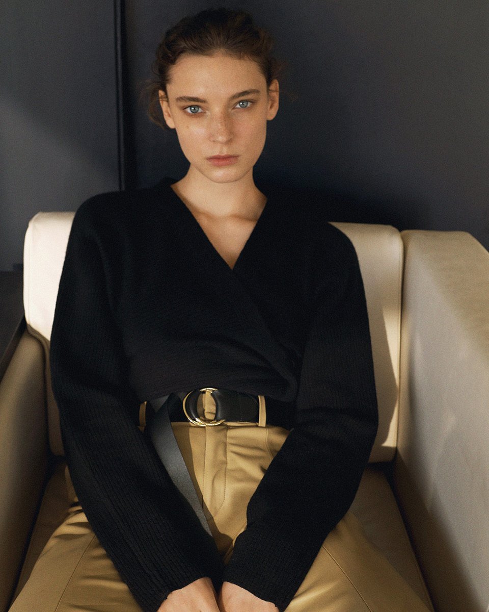 A leather Bermuda short and a cashmere wrap fit for sunshine with a slight breeze.