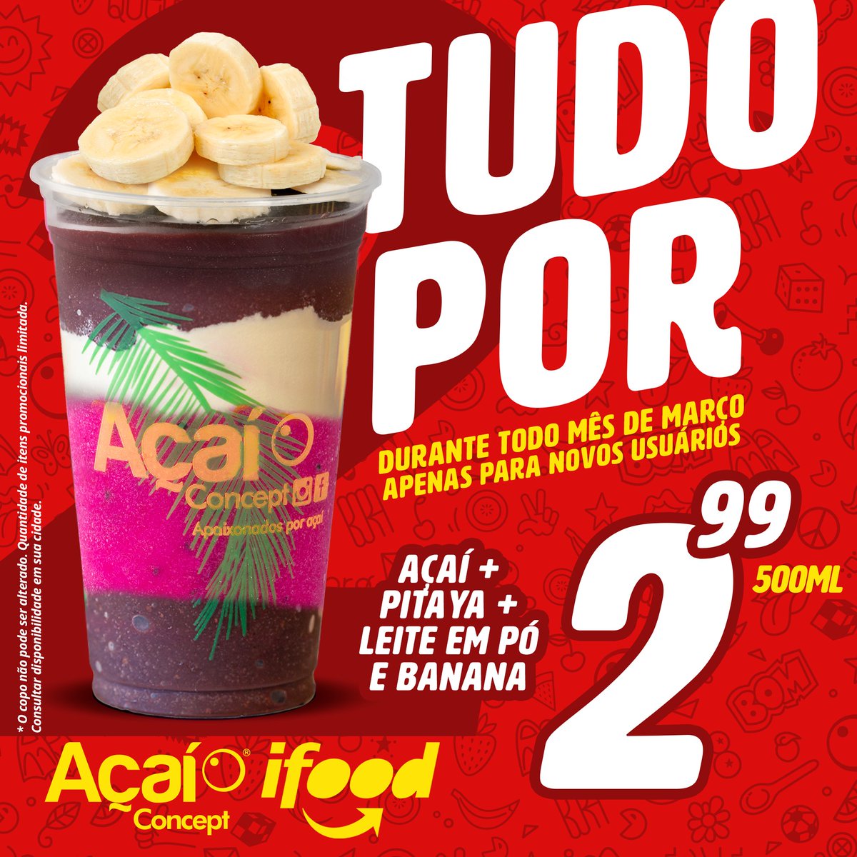AcaiConcept's tweet photo. Também vale lembrar que todo o mês de março tá rolando uma super promo para novos usuários do @iFood !
 #ifood #acaiconcept #promocao #acai https://t.co/zUFOXmUTNm