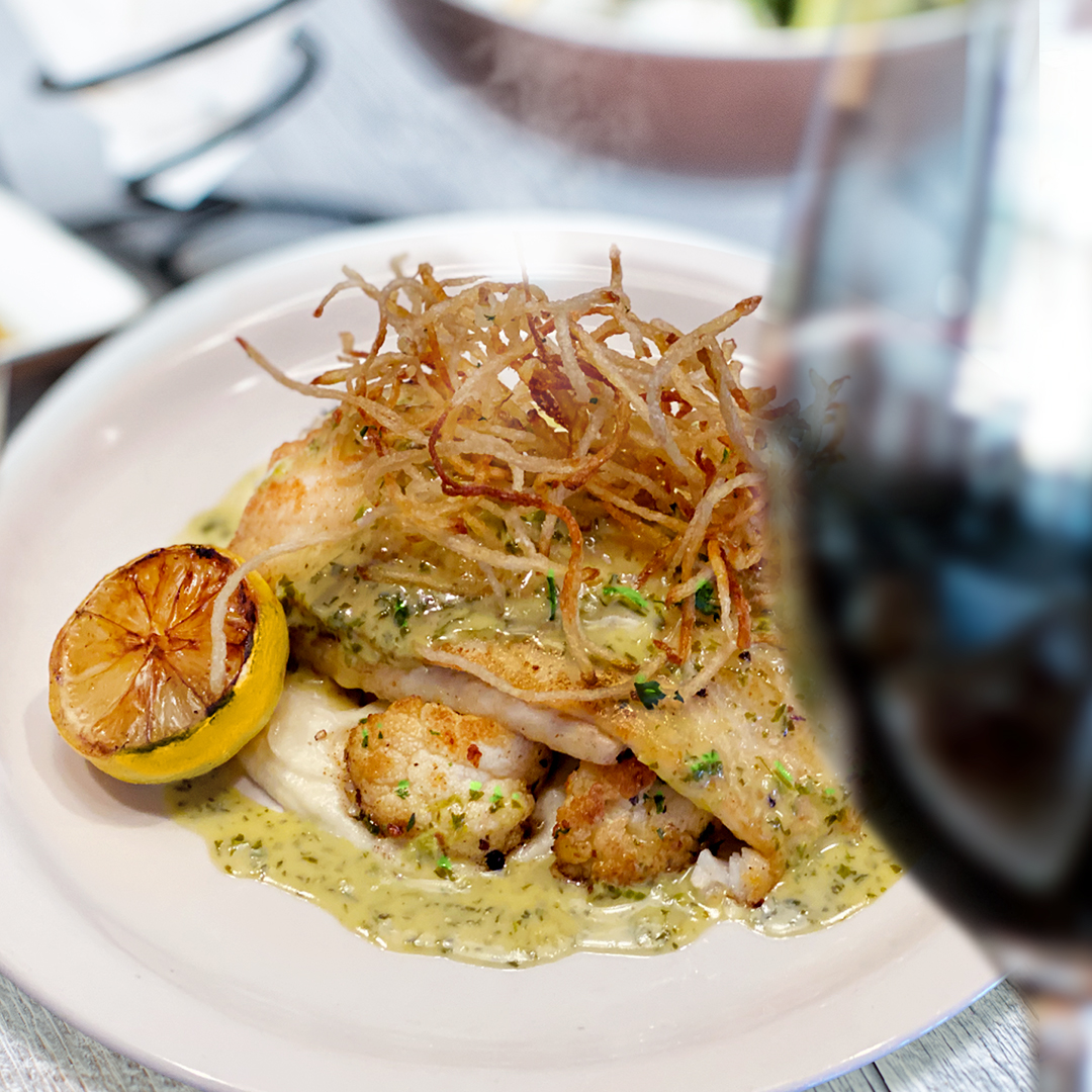 No meat on Friday? No problem for you! Our #FridayFreshCatch is the new Pan-seared North Atlantic Flounder served over creamy cauliflower puree with lemon butter sauce.
