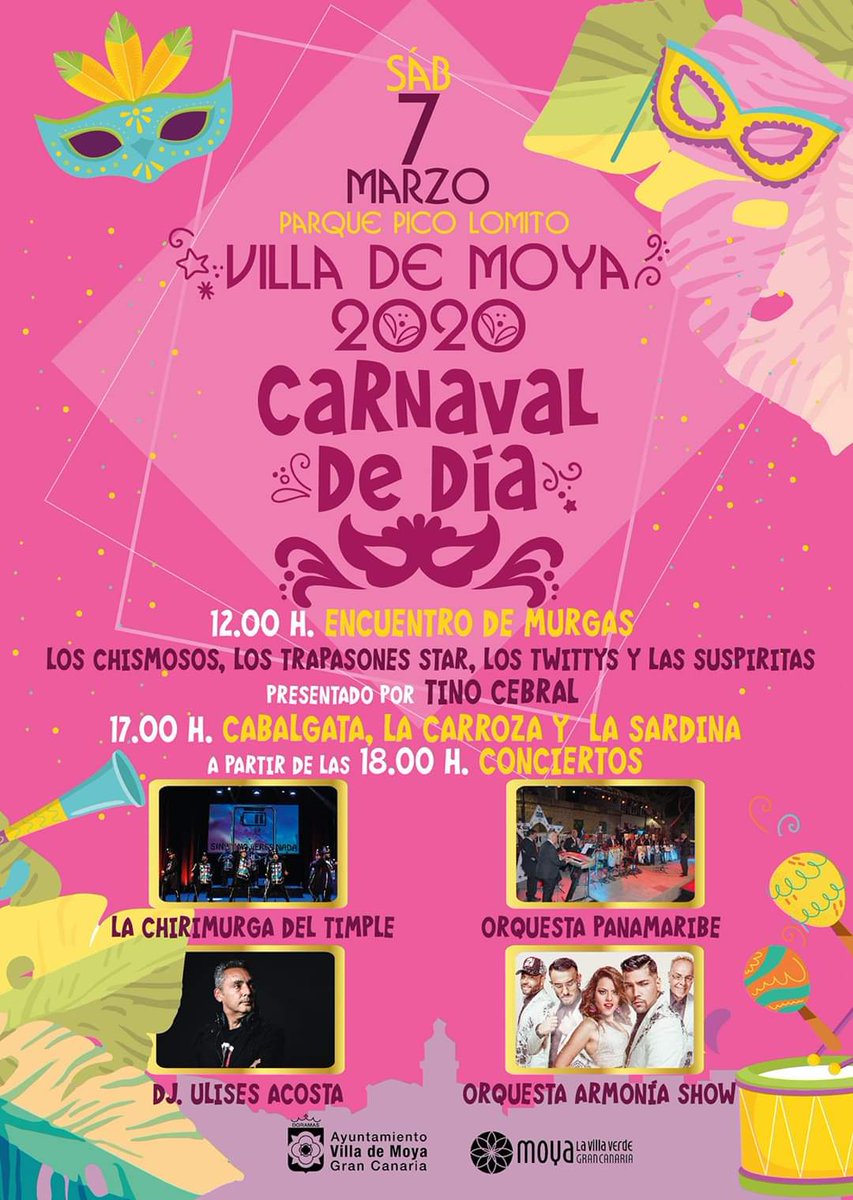 EvenActivMoya's tweet photo. Como todo en esta vida tiene un fin y los carnavaleros no quieren que la fiesta acabe, este sábado, el Carnaval de día pone el broche de oro. Una cita imprescindible para disfrutar en familia y a plena luz del día, con encuentro de murgas, cabalgata, comparsas, conciertos... https://t.co/EjJscF2cxj