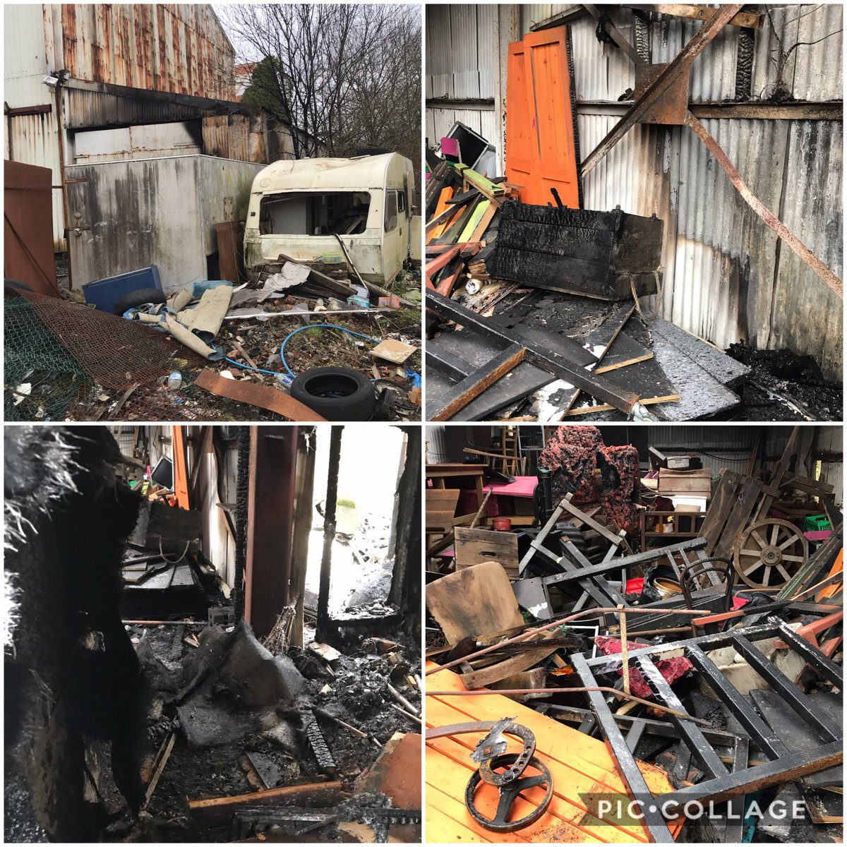 Crews from <a href="/StnFire/">Llanelli Fire Stn</a> &amp; <a href="/pontardulais_/">Pontarddulais fire</a> attended a deliberate fire at a local storage unit. The contents within this unit and a disused portacabin were damaged. We visited with @LlwynhendyNPT Patrols in the area will be increased while we work to prevent further opportunist attacks