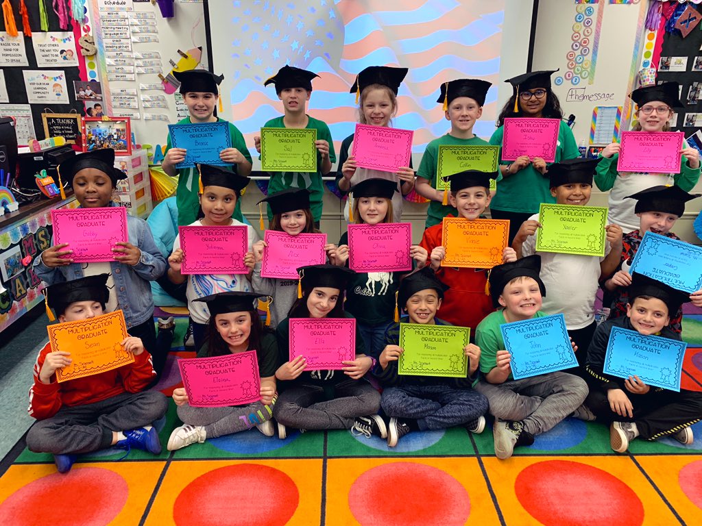 MsScarnati's tweet photo. Fun Fridayβs in full force today! We graduated from our multiplication fluency using our facts and Reflex Math! What better way to celebrate than with a little graduation ceremony!? I adore these graduates! #FactMasters #WeLoveReflex π§π»βππ©πΌβππ¨πΌβππβοΈππ»π―@CatenaColts https://t.co/NeakV4Qjed
