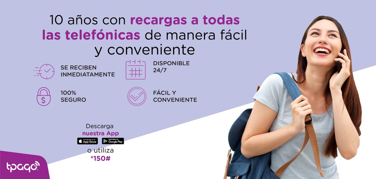tPago's tweet photo. En la palma de tu mano, durante 10 años, haz tenido la forma más fácil de recargar a todas las telefónicas😎
.
#tPago #10AñostPago #PlataformaMovil #RecargasMoviles #ApptPago #SolucionesMoviles #PagosMoviles #Claro #VivaRD #AlticeDominicana https://t.co/4GOPdZf5HF