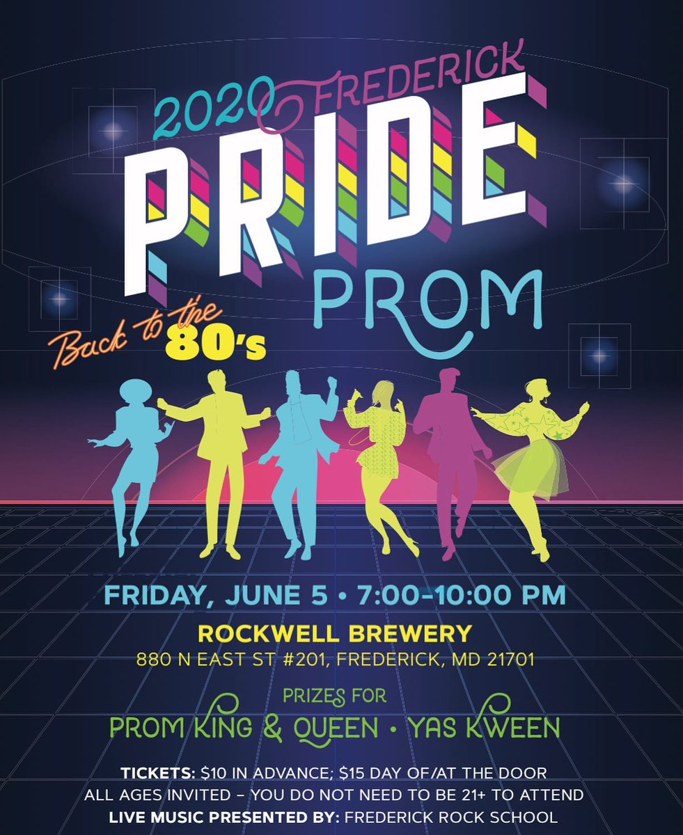 fredmdpride's tweet photo. Dust off those taffeta frocks and parachute pants- we’re having an 80’s Pride Prom at @RockWellBrewery
 on June 5th! Get your tickets now-https://t.co/c92MRsSGij. #frederickmd https://t.co/IzkmchUaIv