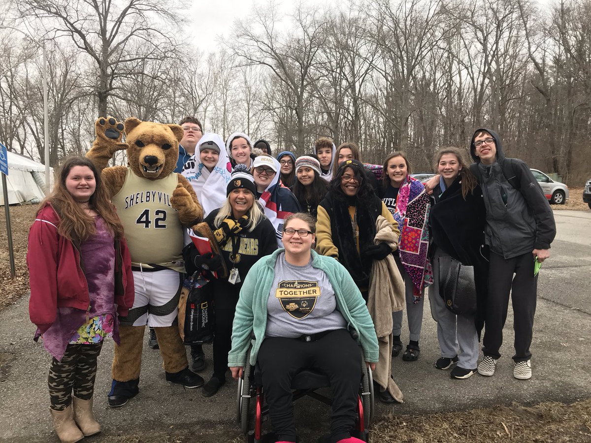 scs_sped's tweet photo. SHS students getting ready for the Polar Plunge this morning at Eagle Creek.  We were one of 32 schools participating.  Our students raised over $1600 for Special Olympics!  Very proud of them.  #weareunified https://t.co/dIyUHjzNoD