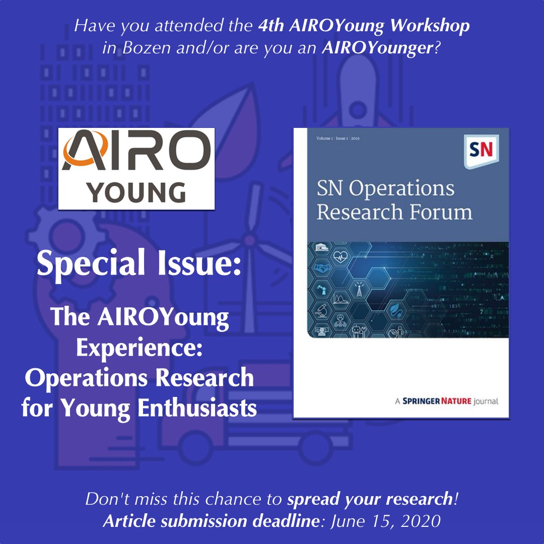 AIROyoung's tweet photo. π’ We are very happy and proud to announce this opportunity for all #AIROYoungers! We are grateful to
@mluebbecke
for this chance: thank you!
π Article submission deadline: June 15, 2020
#specialissue #SNORForum #researchlife #waitingforpapers #orms https://t.co/xoKpCldnfI