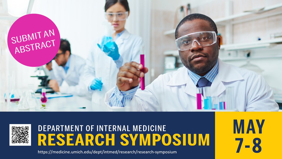 cawolniewicz's tweet photo. Don't forget to encourage your fellows, residents, and medical students to submit abstracts for the @UMIntMed Research Symposium! Deadline is March 21st. More here: https://t.co/Vh9sNgVZRK https://t.co/qKixDVx0iB
