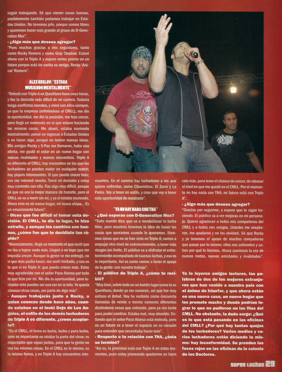 hardknocksfilm's tweet photo. Check out these photos of  @azucarRoc , @AlexKoslovCom and @xpac12360show from this issue of Super Luchas magazine. #luchalibre #aaa #prowrestling #nwo #degenerationx #foreverhooligans https://t.co/R8Y87MOIEL