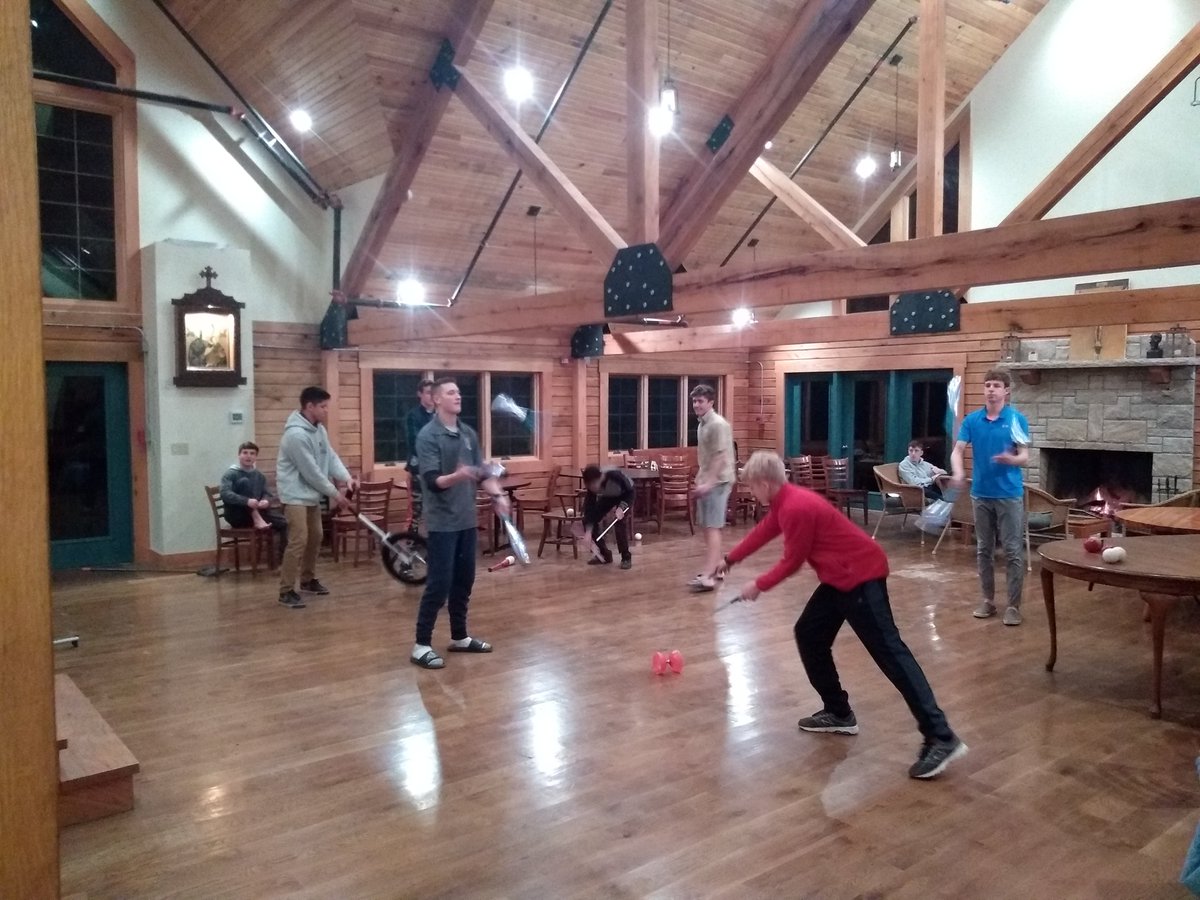 Saint Martin's Juggling club gathers Tuesday evenings to practice in Theotokos Hall.