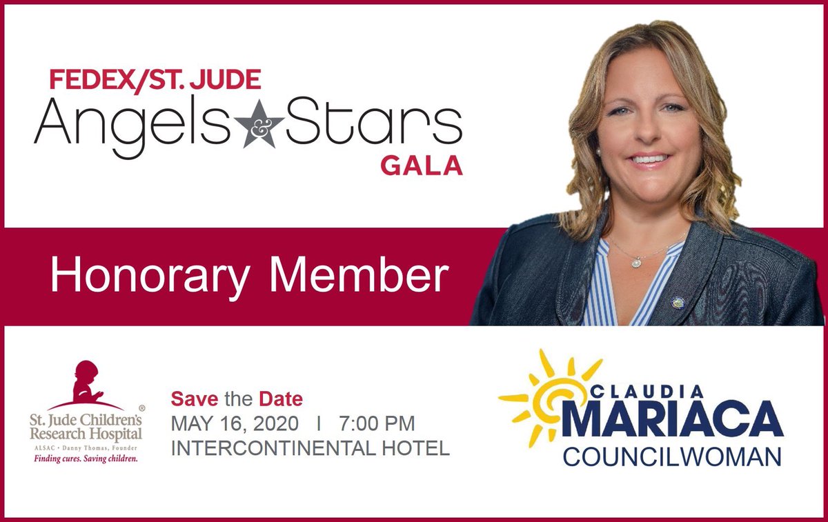 CMariaca74's tweet photo. I am honored to be part of the 2020 FedEx/St. Jude Angels &amp; Stars Gala. Please join me in supporting the mission of St. Jude; Finding Cures. Saving Children.  
Purchase tickets for the Gala on May 16, 2020: https://t.co/f2HTWTBRe2
#DoralProud #ContinuedProgress #LoveMyCity https://t.co/bF3MD6pMjj