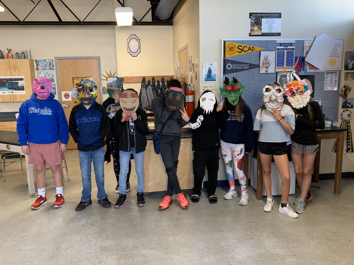 AHJS_Art's tweet photo. Awesome mask created by Mr. Martinez’s classes. #worldart https://t.co/lDhxlmlgZ5