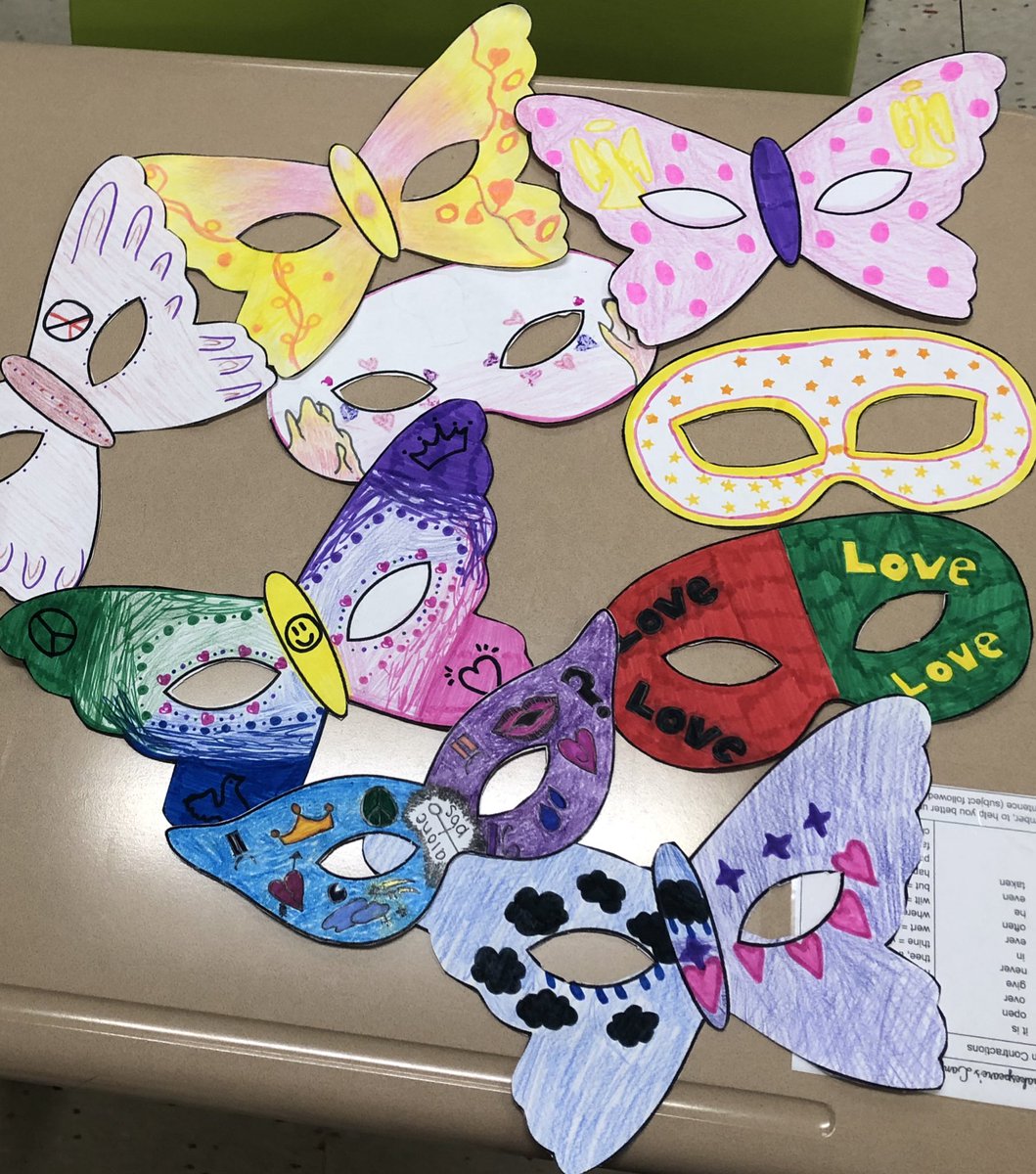 MrsMarlette's tweet photo. Making masks for our characters in Romeo and Juliet to wear to the Capulet ball in English 9! https://t.co/zo3weLqDLC