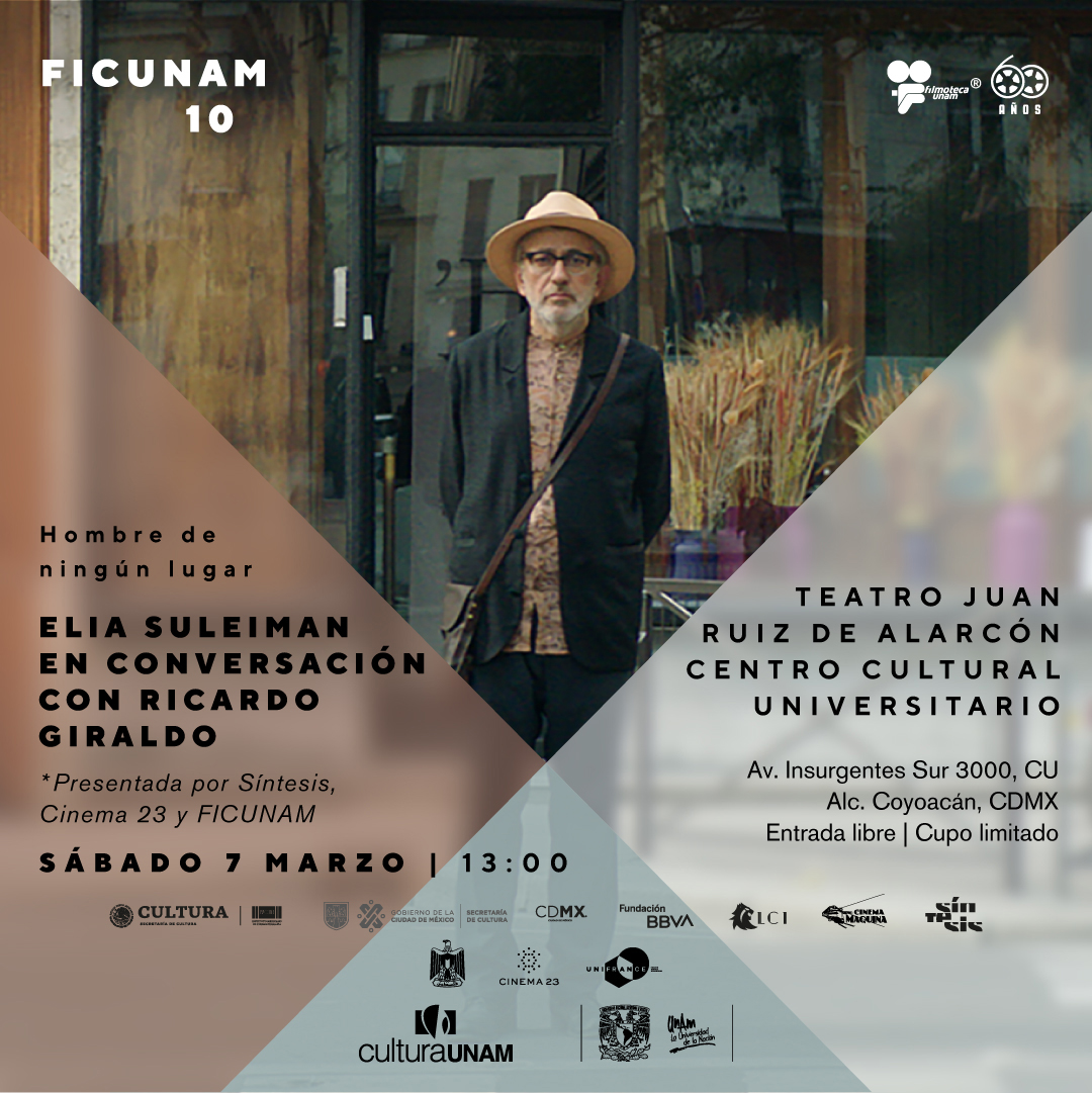 MAÑANA en conversación con <a href="/ricardogiraldo/">Ricardo Giraldo</a>, Elia Suleiman hablará sobre esa posición que ocupa como cineasta perteneciente a una zona del mundo en constante conflicto.
#FICUNAM10 
#ElCineQueProvoca

📝 👉🏾 Teatro Juan Ruiz de Alarcón del CCU, 7 de marzo a las 13:00 h.