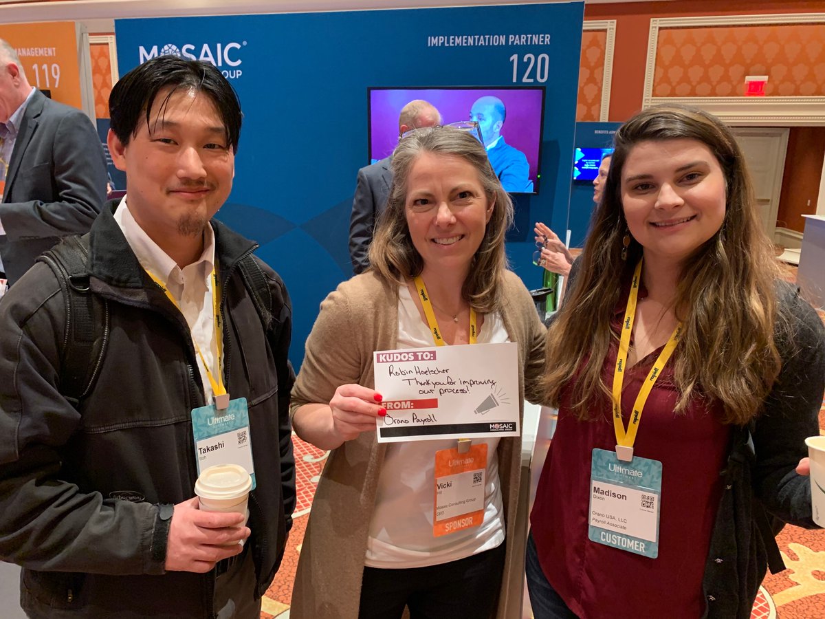 MosaicCG's tweet photo. This year's #UltiConnect was amazing! Thank you to everyone who stopped by our booth and a special thank you to all our clients who stopped by to say hi and send a shout out to our team members, we love hearing about how Mosaic #makesadifference in your organization. https://t.co/WLdGoI5F0H