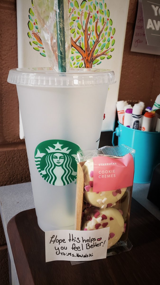 Yesterday was rough; Felt sick and just wasn't myself. A student gave me this <a href="/Starbucks/">Starbucks</a> today saying, "Hope this makes you smile." I cried. Anyone who says middle schoolers don't care, they are totally wrong! #whyiteach #Kowalskimath #middleschoolteacher #teachersmakeadifference