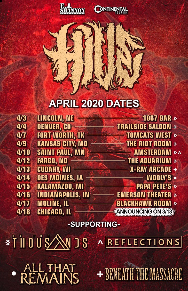 HIVE (@hivemetal) on Twitter photo We’re stoked to announce that we’ll be touring with our boys in <a href="/BytheThousands/">By the Thousands</a> in April! We are also supporting <a href="/ReflectionsMN/">reflections</a>, <a href="/ATRhq/">All That Remains</a>, and <a href="/BTM_MMXX/">BENEATH THE MASSACRE</a> on select dates. RETWEET!!! We’re stoked to announce that we’ll be touring with our boys in <a href="/BytheThousands/">By the Thousands</a> in April! We are also supporting <a href="/ReflectionsMN/">reflections</a>, <a href="/ATRhq/">All That Remains</a>, and <a href="/BTM_MMXX/">BENEATH THE MASSACRE</a> on select dates. RETWEET!!!