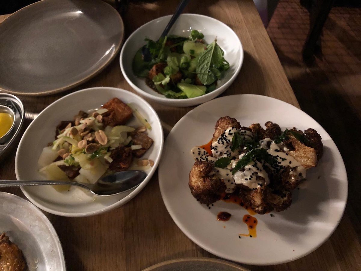 SarahChu's tweet photo. Sharing is caring🥰 @CaravanResto 
#Jamon #croquettes #aioli #cauliflower #harissa #yoghurt #nigella #friedcod #saltedcucumber #lime #chilli #chickenwings #porkbelly #dinner #foodie #dessert #darkchocolate #tart #marmalade #mascarpone #chocolatesorbet #espresso #caramel #hazelnut https://t.co/tiETTkA1aU